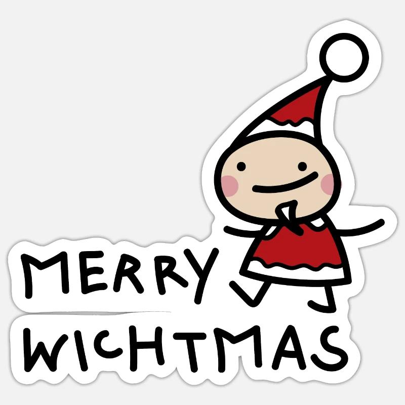 Petit Père Noël Wicht - Sticker taille S (10 x 10 cm) - blanc mat