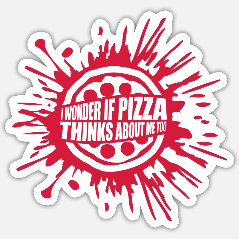pizza thinks about me - Sticker size S (10 x 10 cm) - white matte