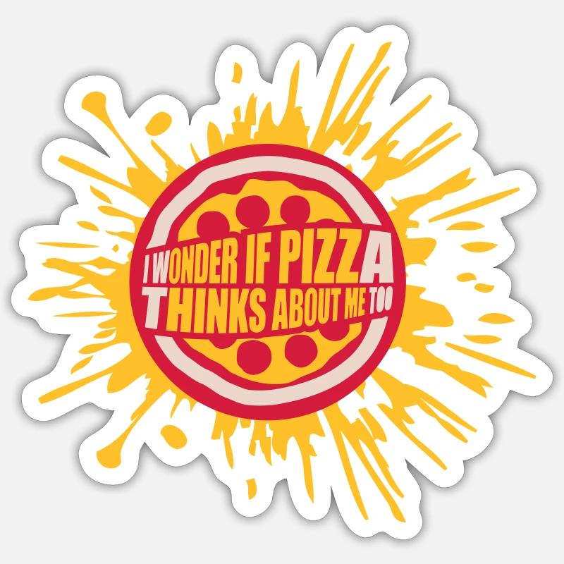 pizza thinks about me - Sticker size S (10 x 10 cm) - white matte