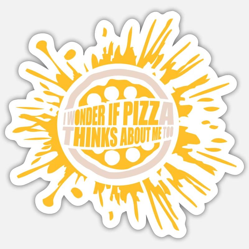 pizza thinks about me - Sticker Größe S (10 x 10 cm) - Mattweiß
