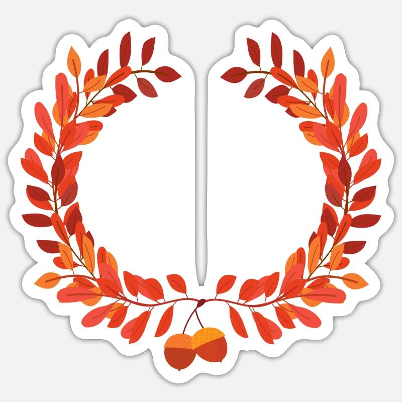 Herbstlaub Kranz mit Eicheln Sticker Größe S (10 x 10 cm)