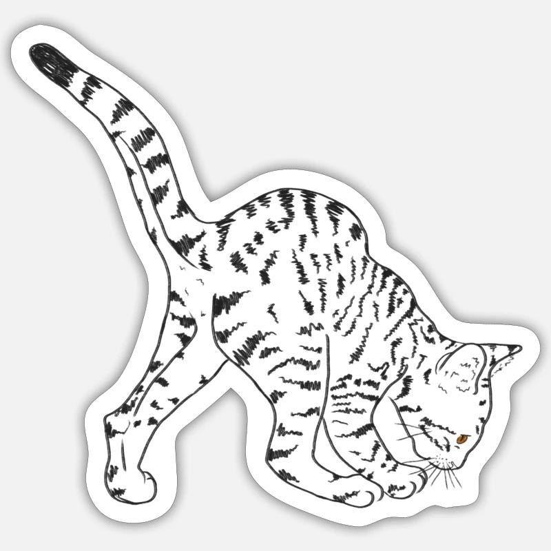 Schwarze Katze - Sticker Größe S (10 x 10 cm) - Mattweiß