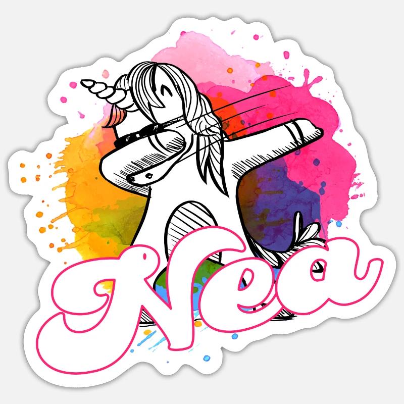 NEA - Schöner Mädchen Name mit coolem Einhorn Sticker Größe S (10 x 10 cm)