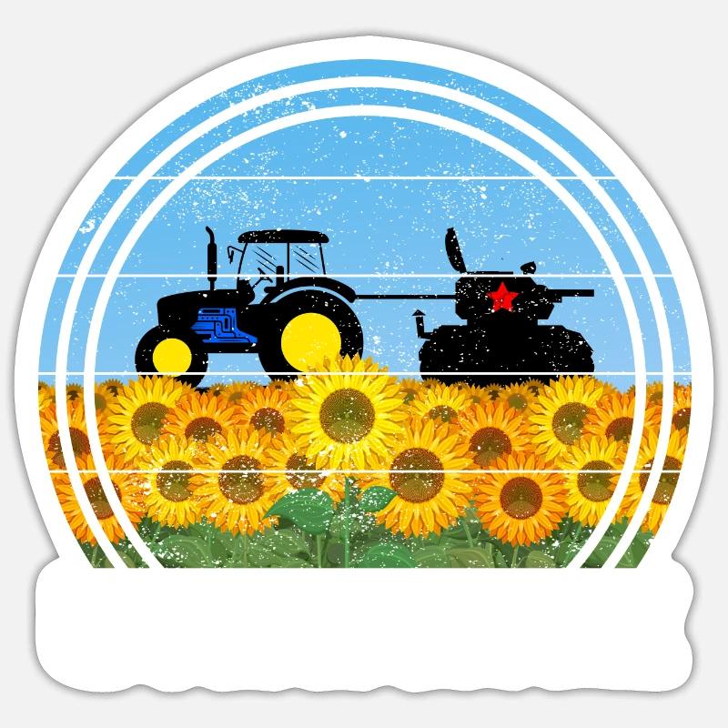 UKRAINE-TRAKTOR ukrainischer FRONT-SUPPORT - Sticker Größe S (10 x 10 cm) - Mattweiß