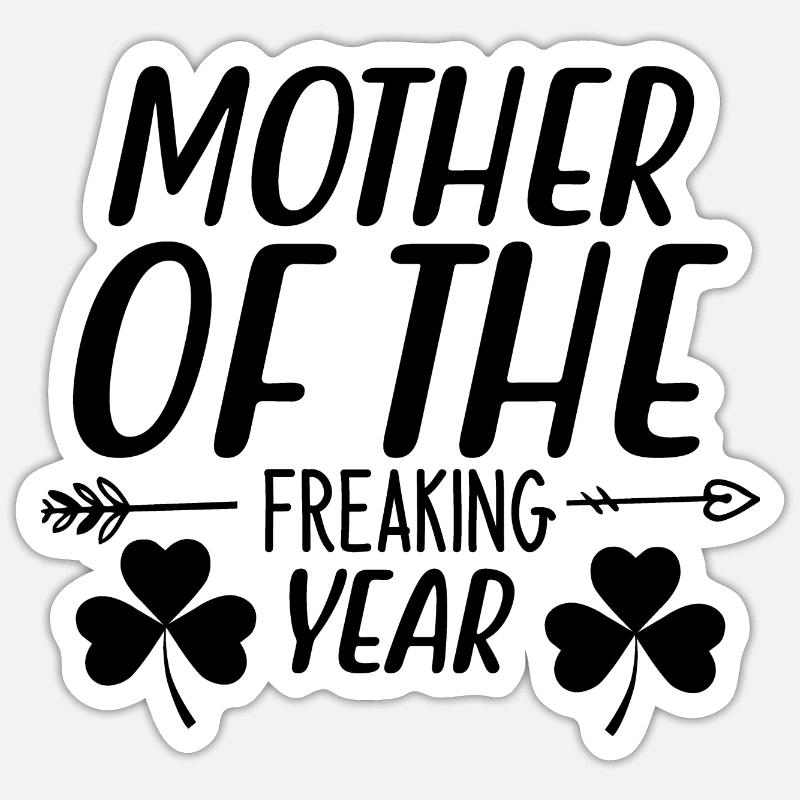 Mère de l’année effrayante - Sticker taille S (10 x 10 cm) - blanc mat