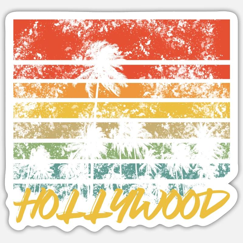 Palms Rétro Hollywood - Sticker taille S (10 x 10 cm) - blanc mat