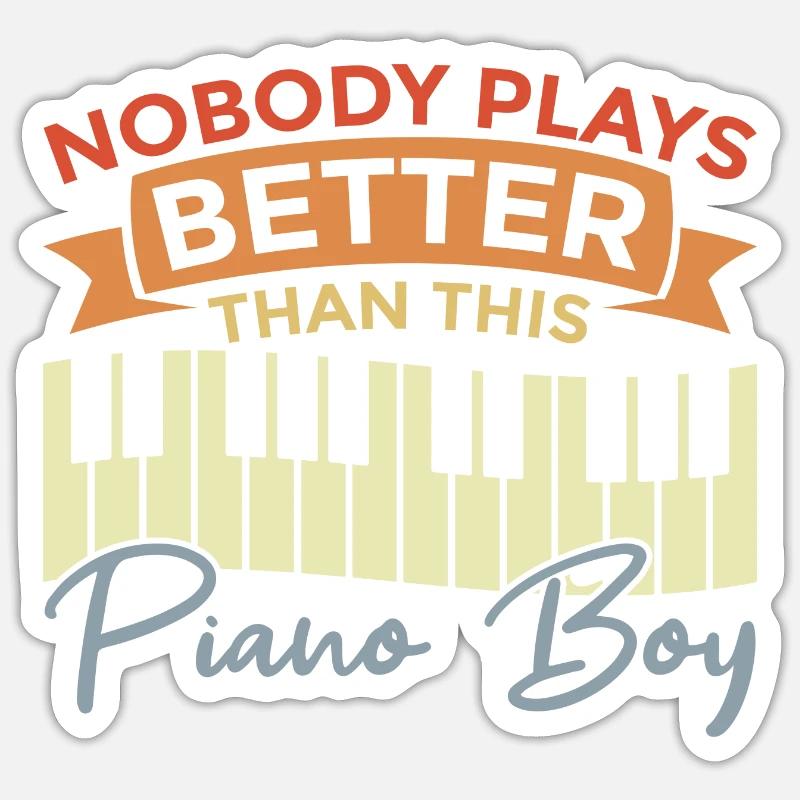 Garçon pianiste - Sticker taille S (10 x 10 cm) - blanc mat