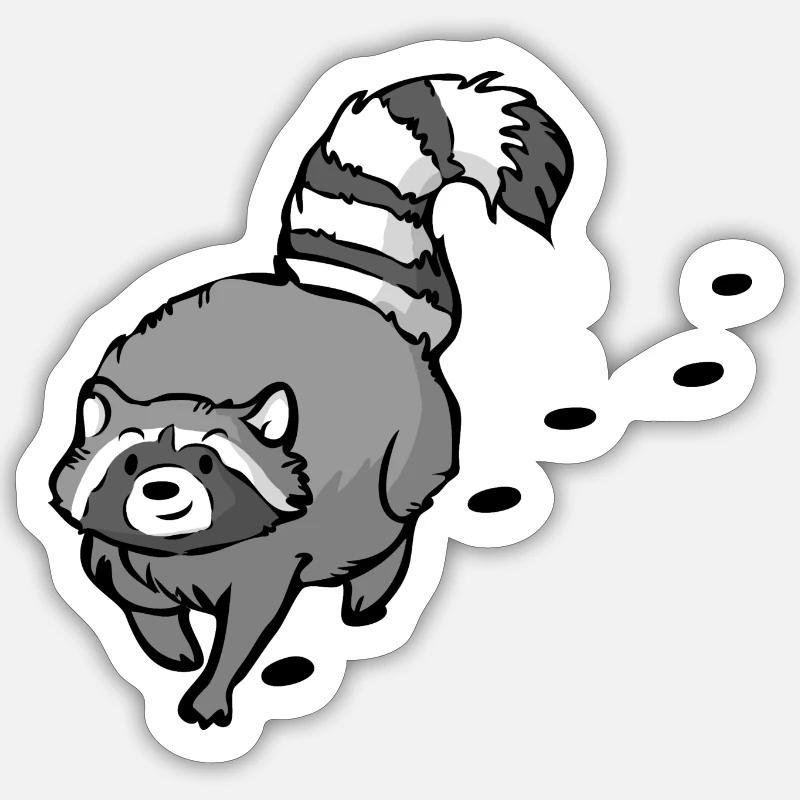 Raton laveur - Sticker taille S (10 x 10 cm) - blanc mat