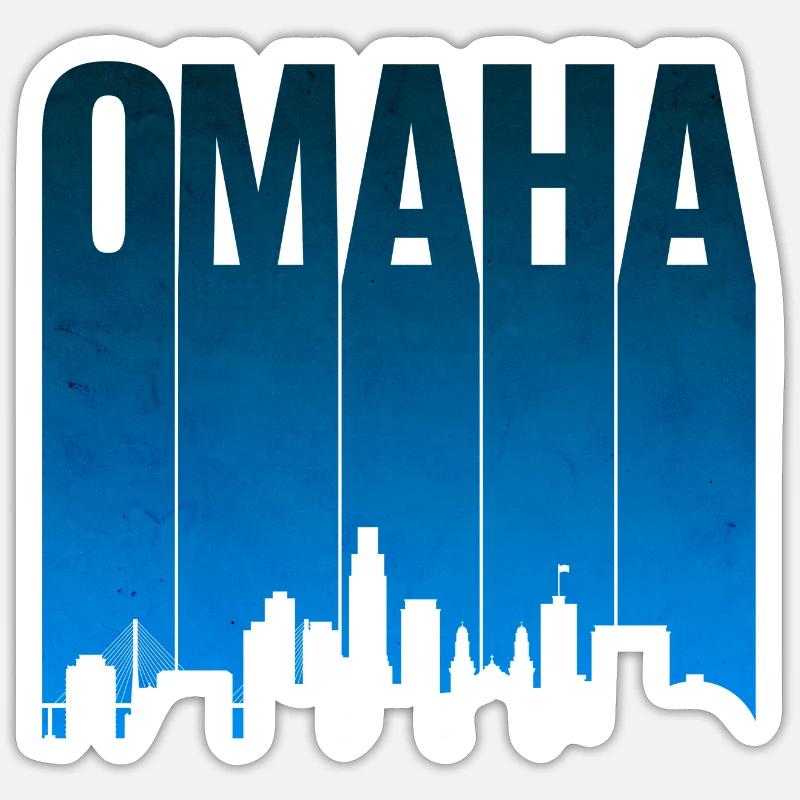 Omaha Skyline Blue Gradient - Sticker size S (10 x 10 cm) - white matte