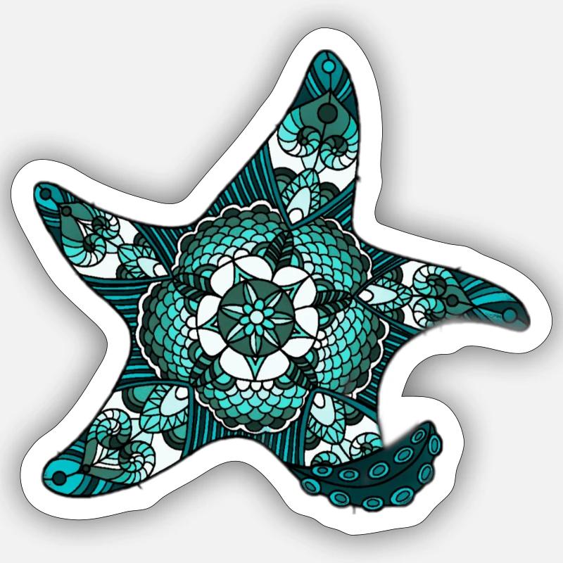 Mandala Starfish - Sticker Größe S (10 x 10 cm) - Mattweiß