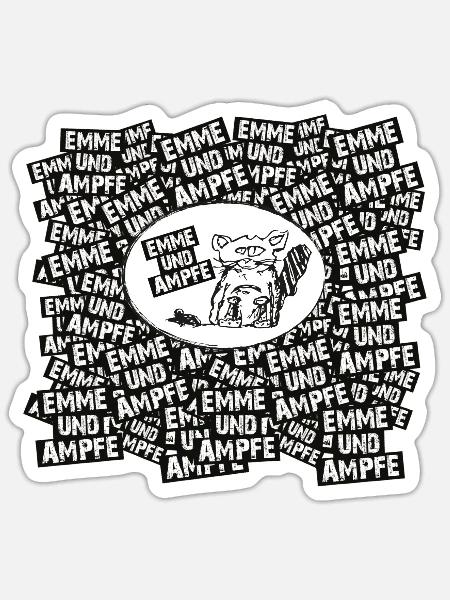 EMMEUNDAMPFE STICKERBOMB - Schwarz\Weiß - Sticker Größe S (10 x 10 cm) - Mattweiß