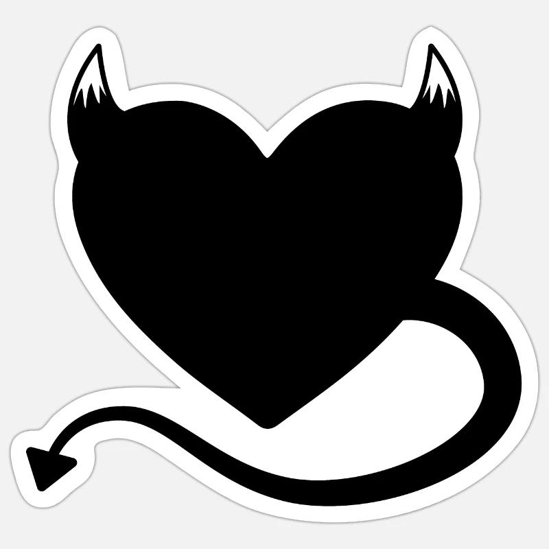 Devil Heart Black Sticker size S (10 x 10 cm)