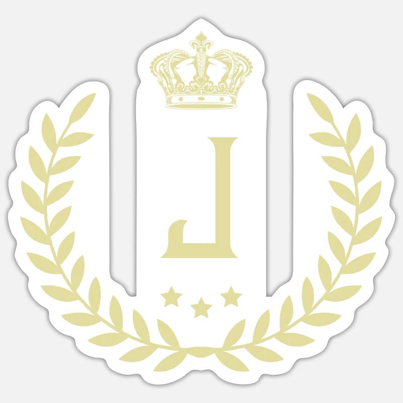 J Lettre couronne - Sticker taille S (10 x 10 cm) - blanc mat