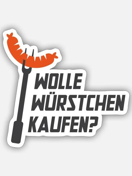 Wolle Würstchen kaufen? - Sticker Größe S (10 x 10 cm) - Mattweiß
