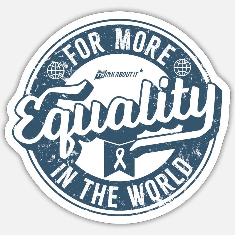 Equality as a Cool Retro Denim Label - Sticker Größe S (10 x 10 cm) - Mattweiß