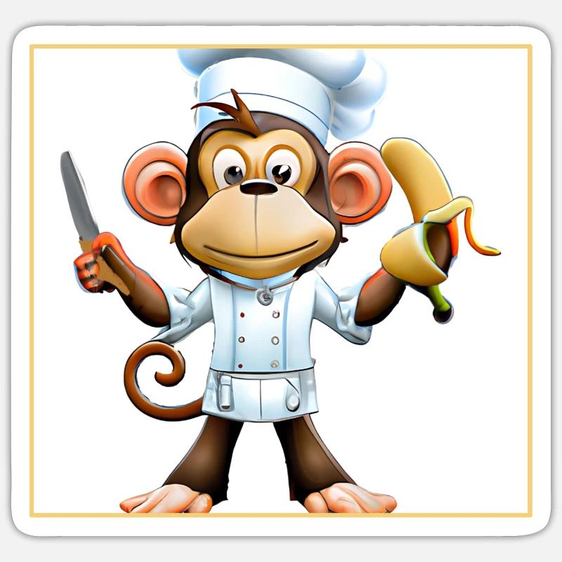 Banana monkey cooks - Sticker size S (10 x 10 cm) - white matte
