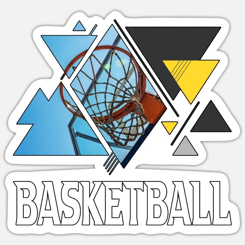 Basket-ball Basketteur Basketteur Sport Triangle - Sticker taille S (10 x 10 cm) - blanc mat