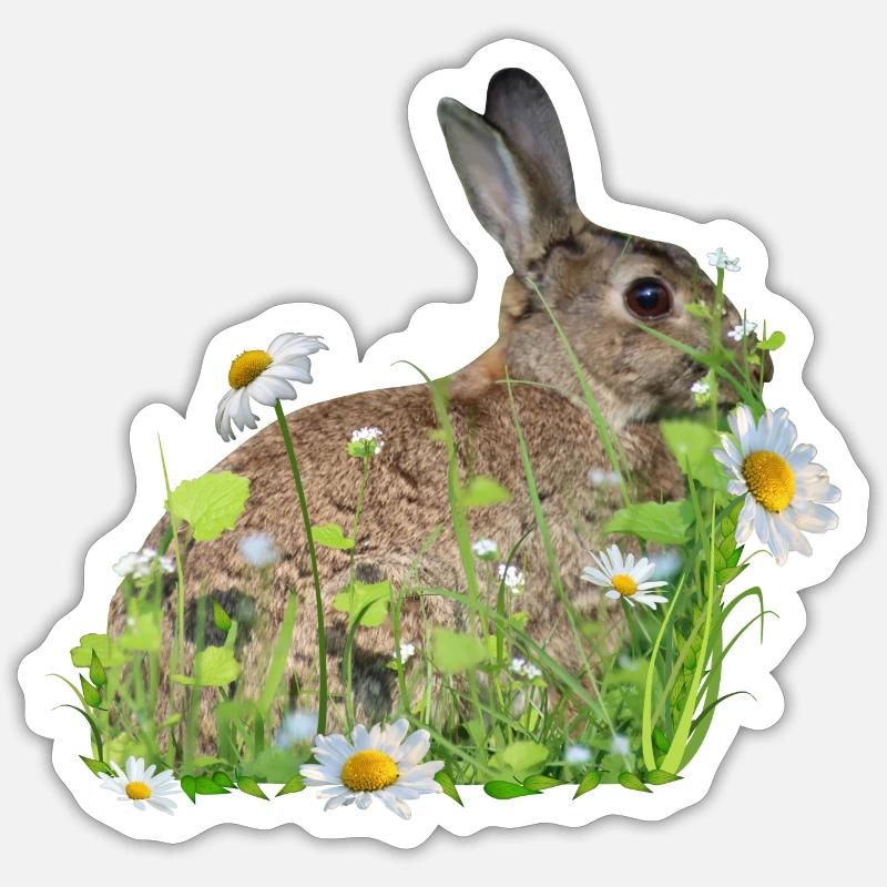 Fleurs blanches de lapin - Sticker taille S (10 x 10 cm) - blanc mat