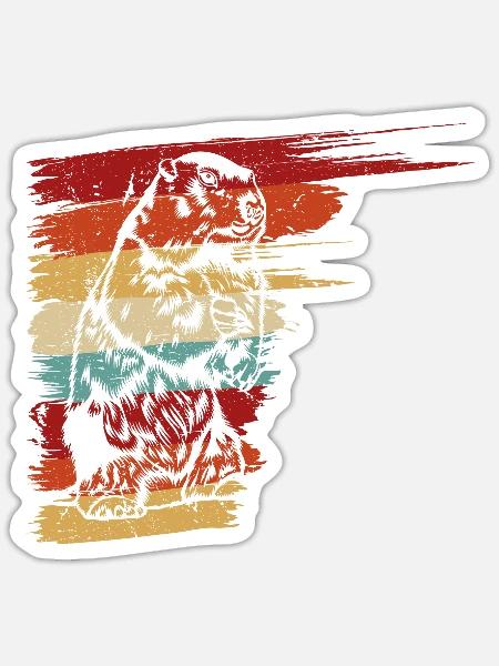 Retro Beaver Graphic, Beaver Hunter - Sticker Größe S (10 x 10 cm) - Mattweiß