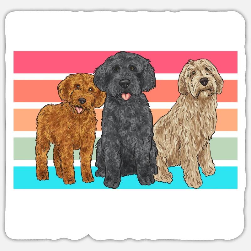Labradoodle Hund - Sticker Größe S (10 x 10 cm) - Mattweiß