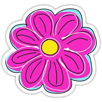Blume gezeichnet - nur eine grosse Blüte - Sticker Größe S (10 x 10 cm) - Mattweiß - Vorne