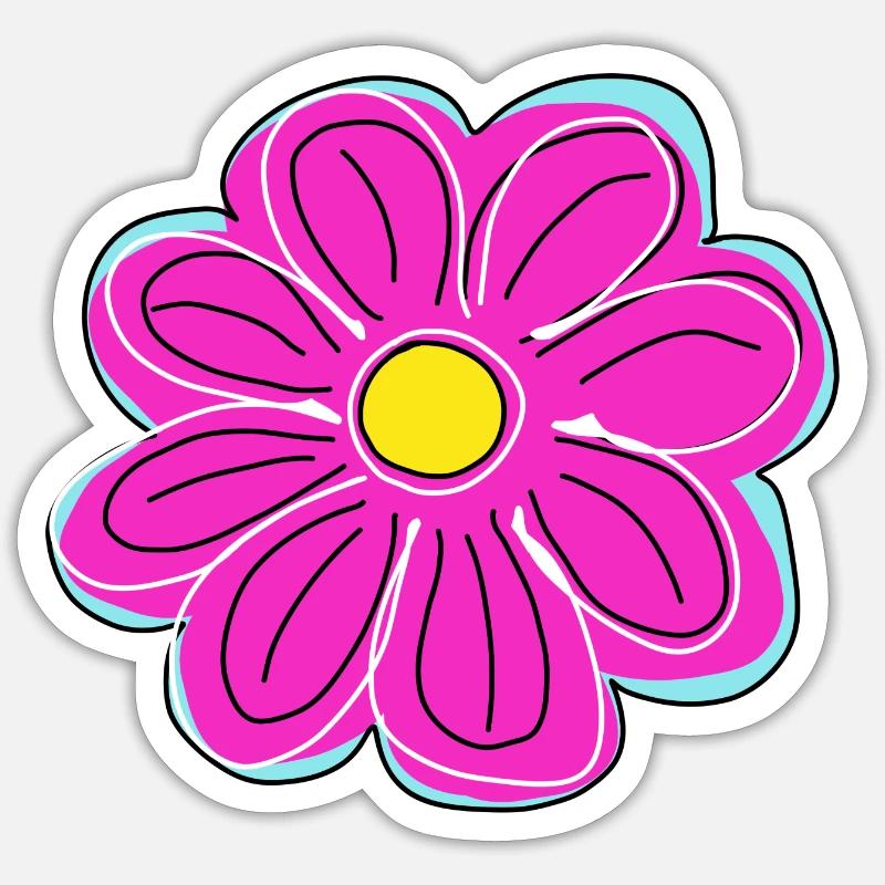 Blume gezeichnet - nur eine grosse Blüte Sticker Größe S (10 x 10 cm)