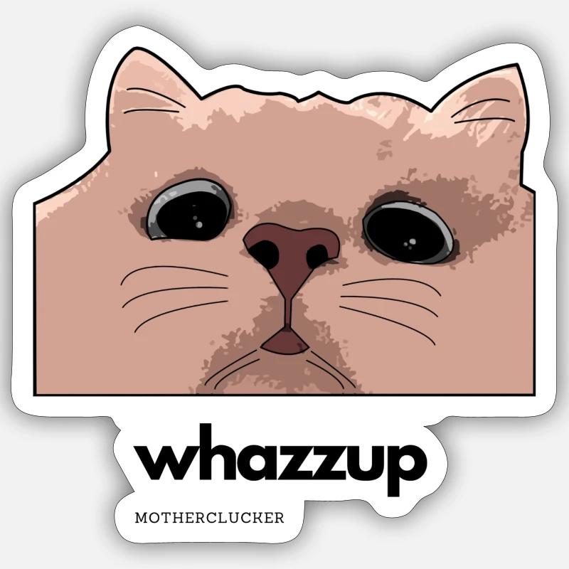 whazzup Katze - Sticker Größe S (10 x 10 cm) - Mattweiß