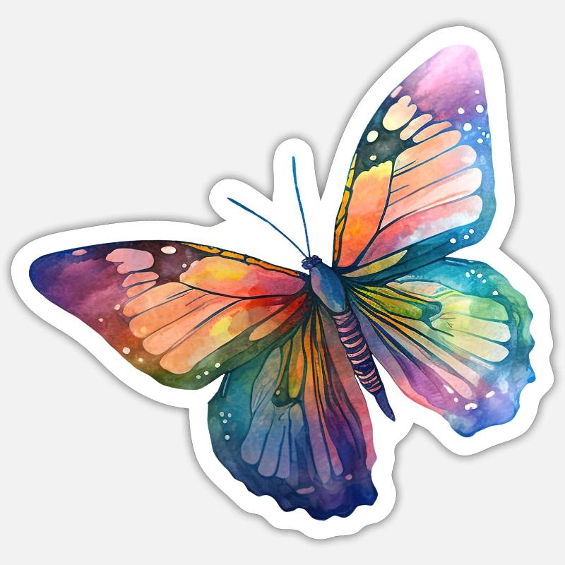 Schmetterling Regenbogenfarben - Sticker Größe S (10 x 10 cm) - Mattweiß