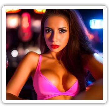 Belle femme latine dans le bar - Sticker taille S (10 x 10 cm) - blanc mat - Devant