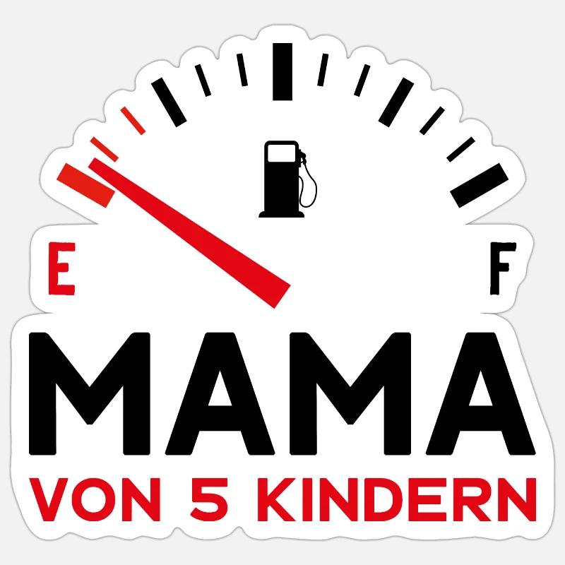 MAMA 5 KINDER MUTTER FÜNF KINDER MUTTERTAG - Sticker Größe S (10 x 10 cm) - Mattweiß
