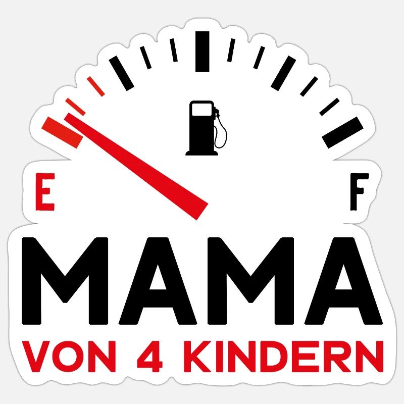 MAMA 4 KINDER MUTTER VIER KINDER MUTTERTAG - Sticker Größe S (10 x 10 cm) - Mattweiß