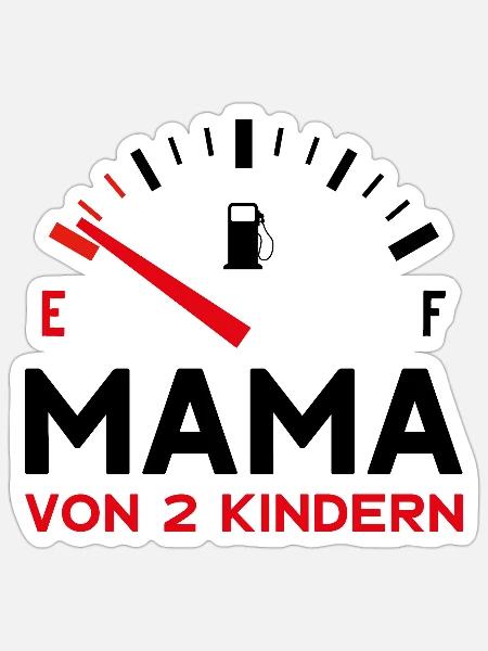MAMA 2 KINDER MUTTER ZWEI KINDER MUTTERTAG - Sticker Größe S (10 x 10 cm) - Mattweiß
