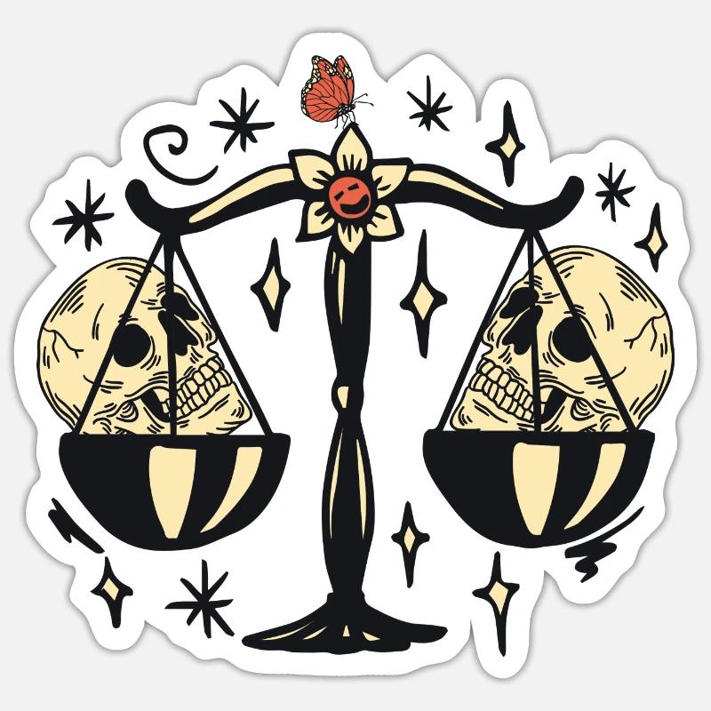 Balance avec crânes - Sticker taille S (10 x 10 cm) - blanc mat