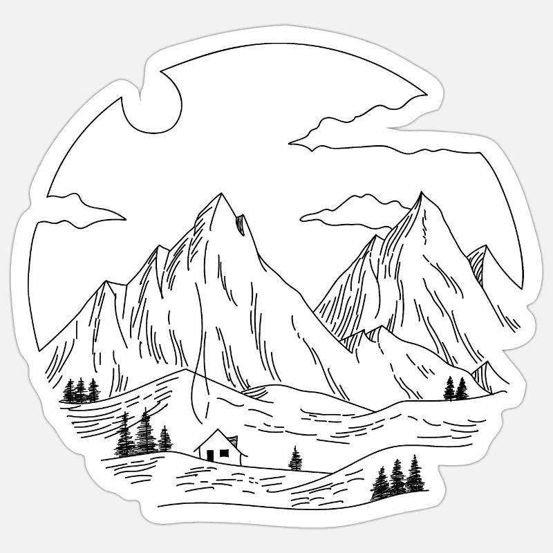 Paysage de forme géométrique - Sticker taille S (10 x 10 cm) - blanc mat