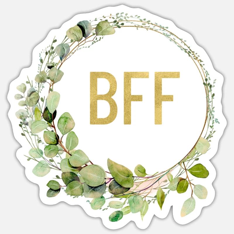 BFF! Eukalyptus Kranz personalisierbar - Sticker Größe S (10 x 10 cm) - Mattweiß