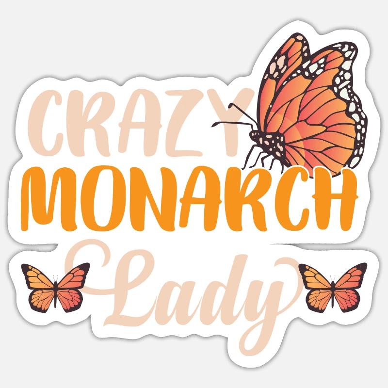 Crazy Monarch Lady - Sticker taille S (10 x 10 cm) - blanc mat