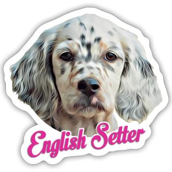 Setter anglais - Sticker taille S (10 x 10 cm) - blanc mat - Devant