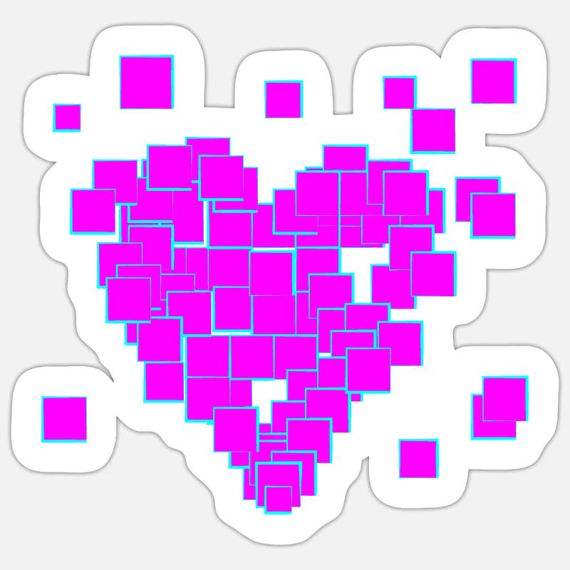 Pink pixel heart - Sticker size S (10 x 10 cm) - white matte