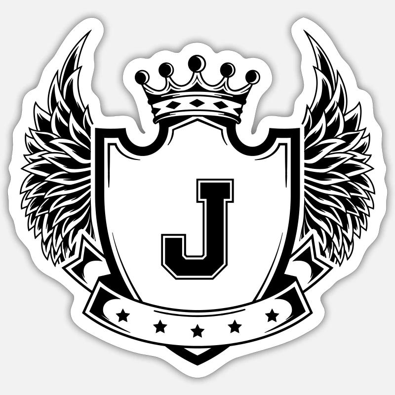Wappen J - Sticker Größe S (10 x 10 cm) - Mattweiß