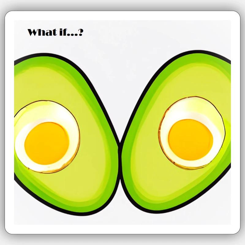 Avocado mit Ei - Sticker Größe S (10 x 10 cm) - Mattweiß
