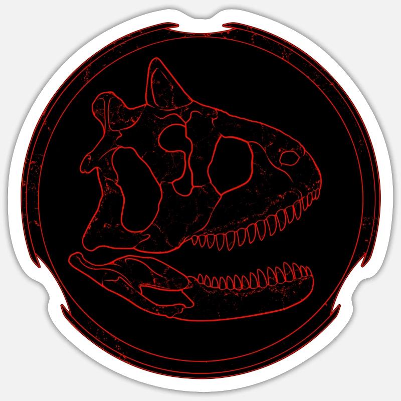 Carnotaurus Fossil Schädel - Sticker Größe S (10 x 10 cm) - Mattweiß