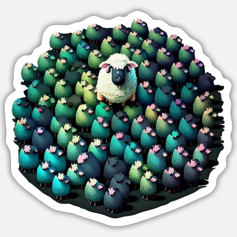 Die Schafherde - Sticker Größe S (10 x 10 cm) - Mattweiß