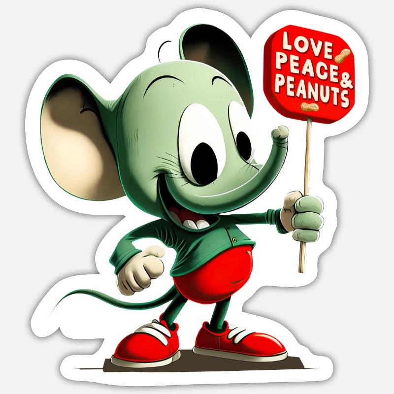 Elefant Love Peace Peanuts 2 Sticker Größe S (10 x 10 cm)