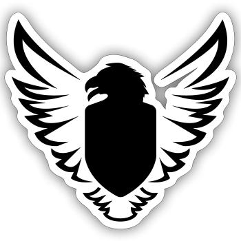 eagle-bird-ecuson-bouclier-shild-wing-01 - Sticker taille S (10 x 10 cm) - blanc mat - Devant