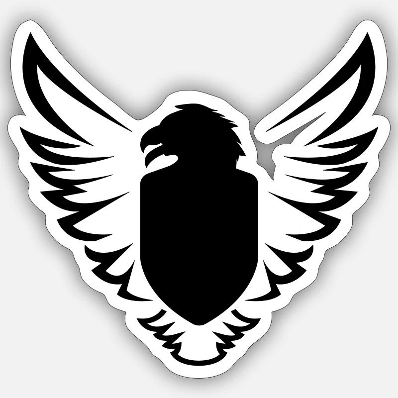 eagle-bird-shield-shield-shild-wing-01 - Sticker size S (10 x 10 cm) - white matte