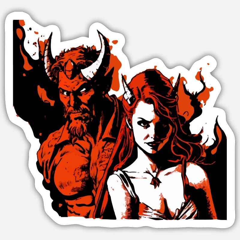 The Devil and the Witch Sticker size S (10 x 10 cm)