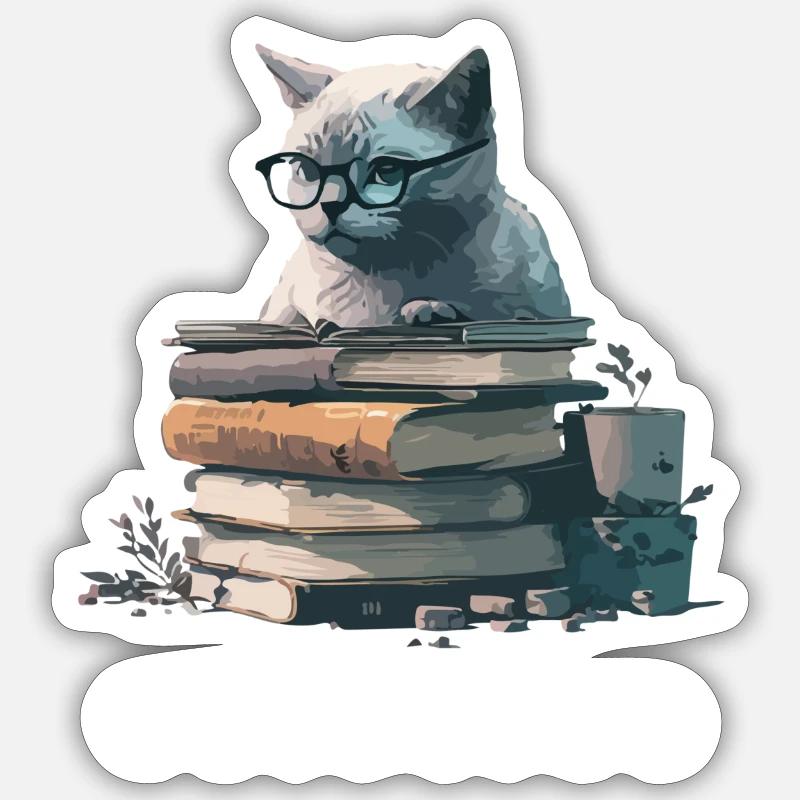 Eriko the learned cat - Sticker size S (10 x 10 cm) - white matte