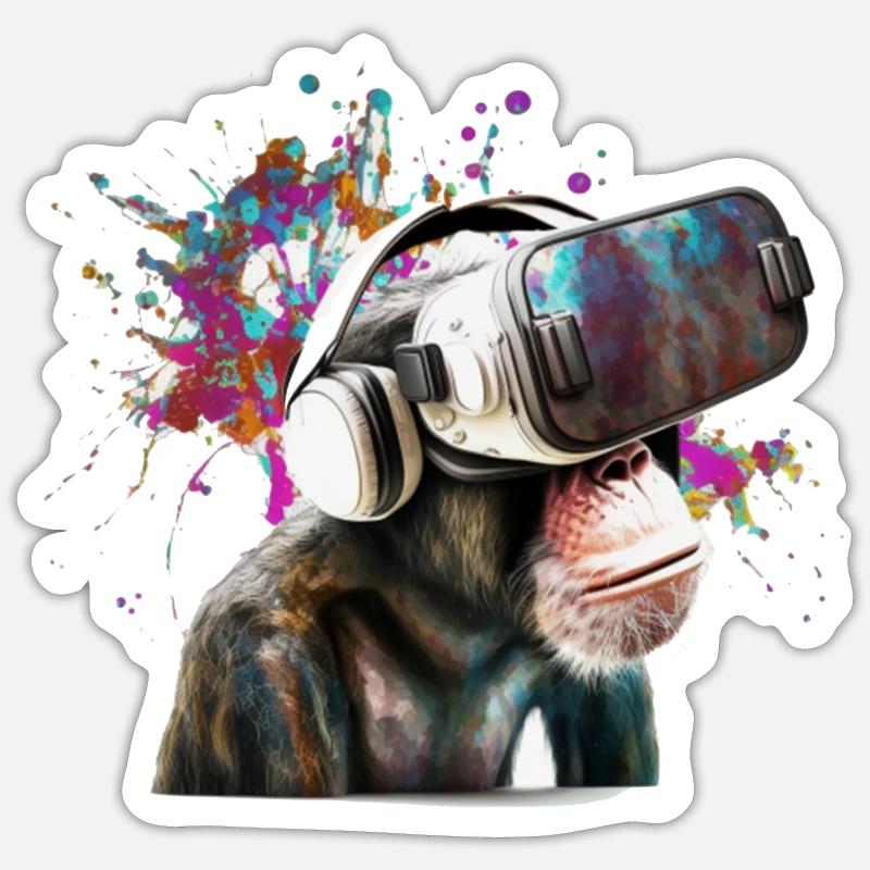 Monksy - Singe avec lunettes de réalité virtuelle Sticker taille S (10 x 10 cm)