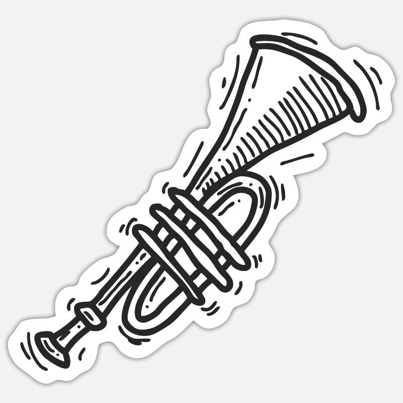 Trompette - Sticker taille S (10 x 10 cm) - blanc mat