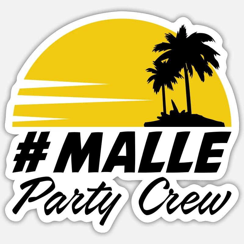 malle party crew - Sticker Größe S (10 x 10 cm) - Mattweiß